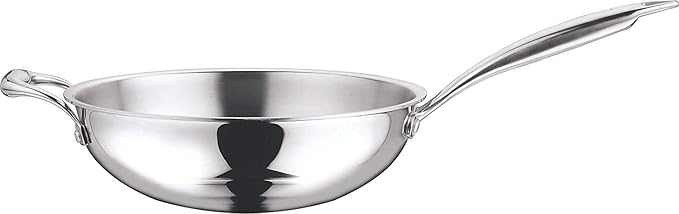 Vinod Platinum Triply Stainless Stee Wok -26cm (Induction Friendly)