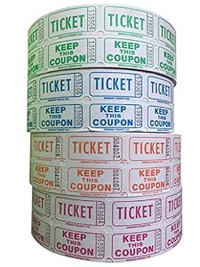 Image of Raffle Tickets - (4 Rolls of 2000 Double Tickets) 8,000 Total 50/50 Raffle Tickets (Lime/Blueberry/Tangerine/Raspberry)