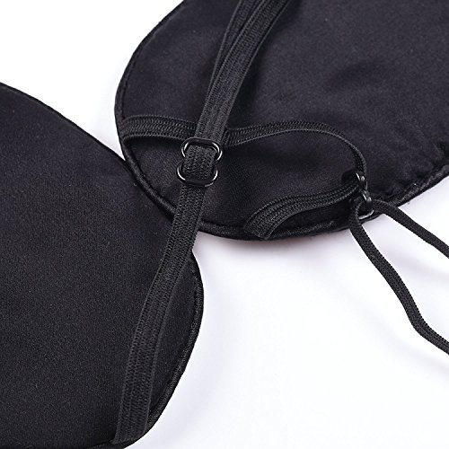 eZAKKA 2 Pieces Silk Eye Patch Elastic Eye Patches Lazy Eye Patches for Adults Lazy Eye Amblyopia Strabismus, Black and Flesh Pink