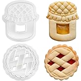 3D Jam Sandwich Cookie Cutter Set Small Cookie Cutters for Kids Jam Biscuit Cutter Cookie Molds Plastic Cookie Stamps Cookie Press Biscuit Cutters for Baking Chocolate Sandwich Cookies Baking Supplies