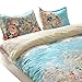 Vaulia Lightweight Microfiber Duvet Cover Set, Vintage Flower Pattern Design - Queen Size