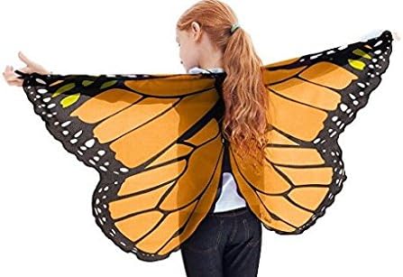 Saundra Peal Orange Butterfly Wings Chiffon Wings