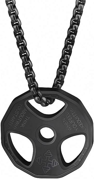 Titanium Stainless Steel Fitness Gym Necklace Weight Plate Barbell Dumbbell Necklaces