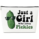 JioJio Chan Funny Pickle Makeup Bag, Just a Girl Who Loves Pickles PU Leather Cosmetic Bag for Purse, Funny Gifts for Women Friends Teen Girls, Lover Stuff, Makeup Pouch