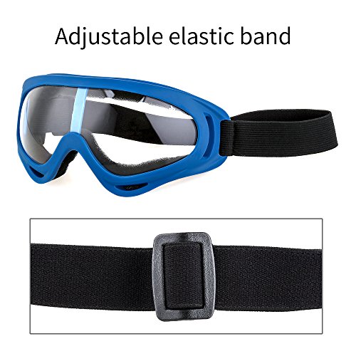 BATFOX Motorcycle Goggles Safety ATV Tactical Riding Motorbike Glasses UV400 Protection Shatterproof(clear lens&blue frame)