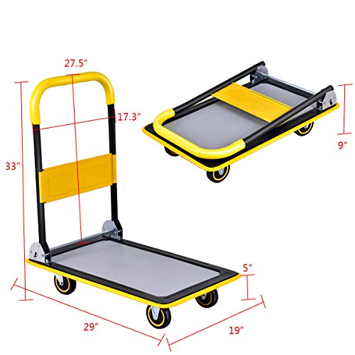 4 Goplus+Folding+Platform+Rolling+Flatbed