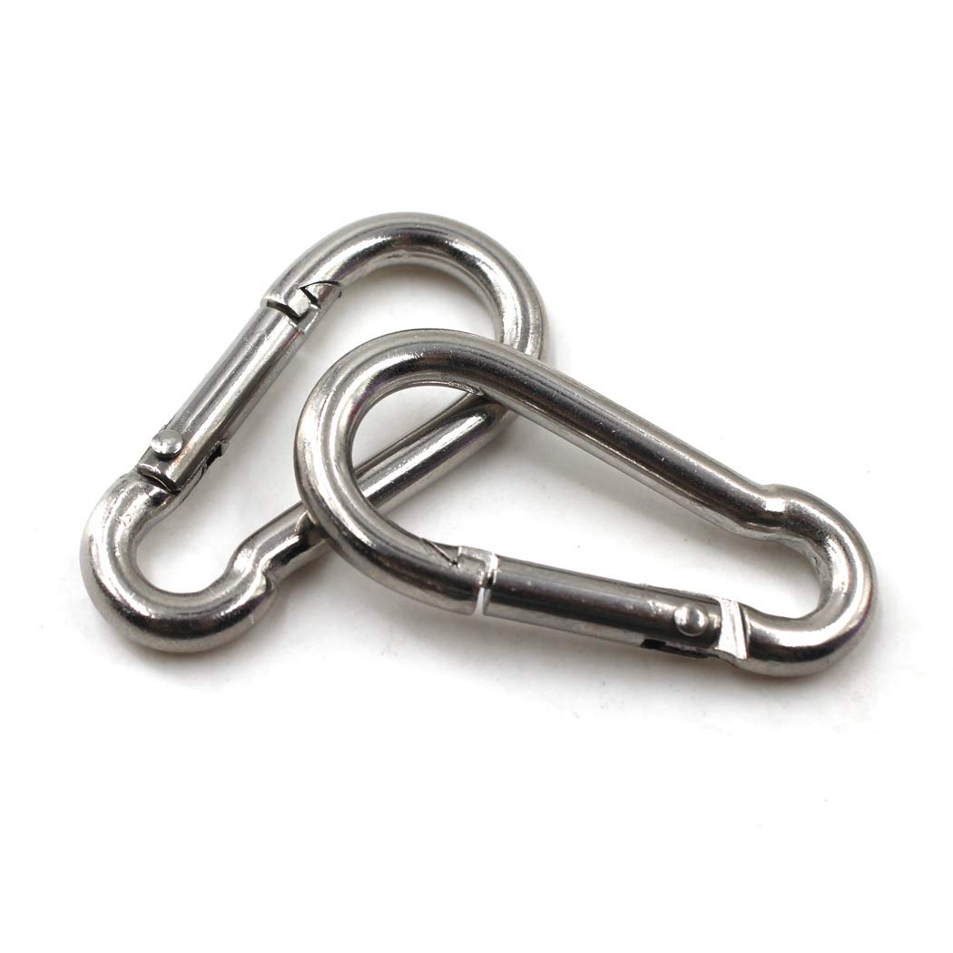 M11 Spring Snap Hook 304 Stainless Steel Climbing Carabiner Clip Heavy Duty Link Hook Keychain Pack Of 2