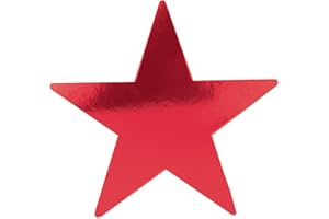 Beistle 36 Piece Durable Paper Red Star Cut Outs For Christmas New Year Hanging Décor Birthday Party Classroom Bulletin Board Supplies, 9"