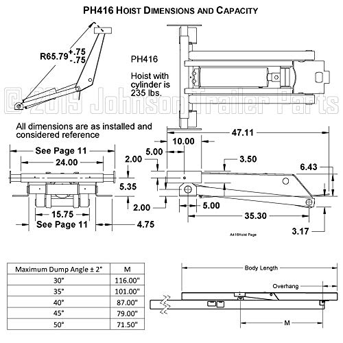 6 Ton (12,000 lb) Dump Trailer Hydraulic Scissor Hoist Kit | PH416 | Perfect for Dump Bed Trailers (Standard) - Image 3