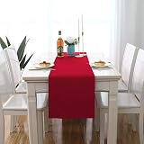 LivinEase 250 GSM Cotton Blend Table Runner 42x240cm Red for Holidays view 4