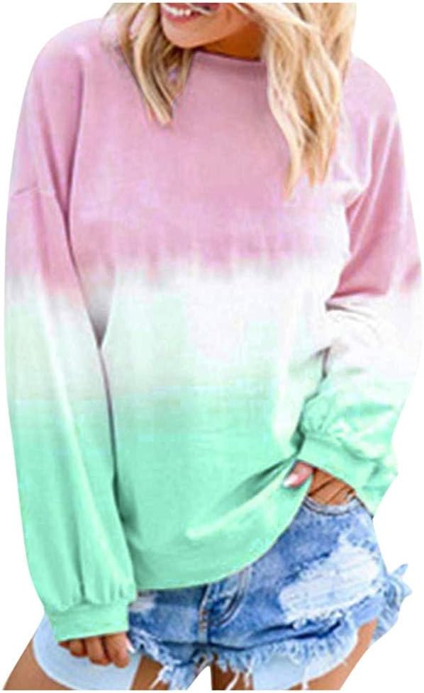 Women's Gradient Color Short Sleeved T-Shirt Casual Tunic Blouse Tops