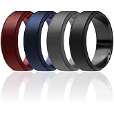 4 Pack - Silicone Ring for Men - Step Edge Style