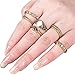 SUNSCSC Vintage Rhinestone Crystal Above Knuckle Stacking Band Midi Mid Ring Set of 7 Pcs