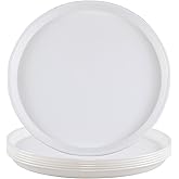 Fiazony 6-Pack Plastic Round Food Serving Tray, Round Restaurant Serving Trays, White