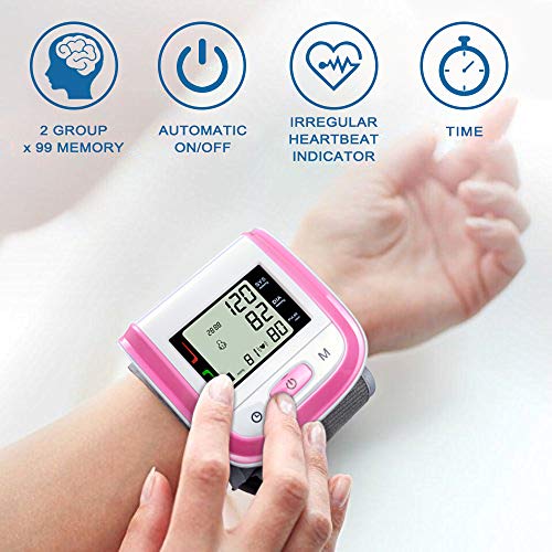 Elera Wrist Blood Pressure Cuff,Fda Approved Blood Pressure Monitor,Blood Pressure Cuff,Automatic Blood Pressure Monitor(Pink)