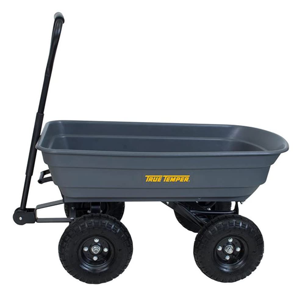 Photo 1 of *MISSING PARTS - see clerk notes*
True Temper Poly Garden Cart Wagon, Easy Dump Design, 4 Cu. Ft. Capacity, 10 in. Pneumatic Tires for Lawn, Utility, Yard, Farm
