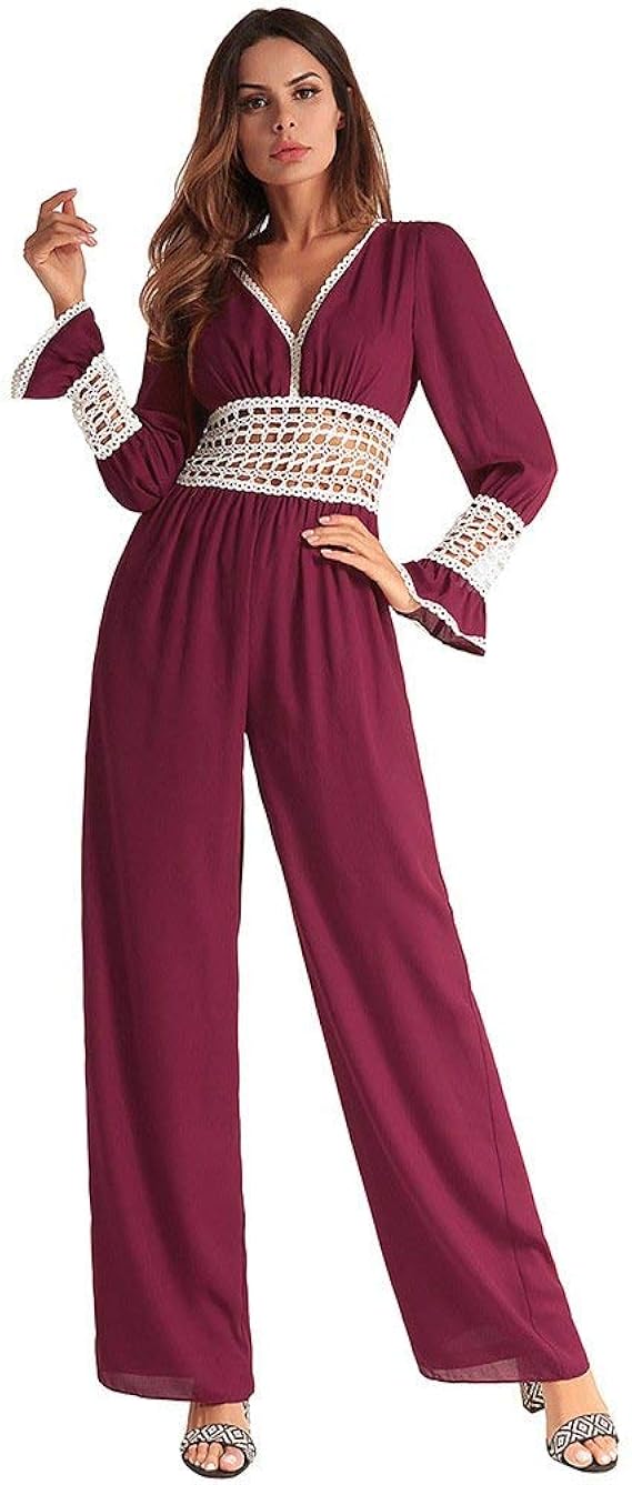 Damen Romper Lang Fashion Elegante Cocktail Party Chiffon Jumpsuit