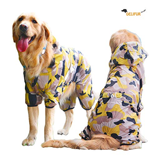 Delifur Dog Sun Protection Clothing Summer UV Proof Hoodie Clothes for Large Dogs Pet Four Legs Sunscreen Costume (4XL)