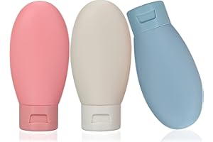 LIYUABU 3 Pcs Travel Bottles Set,60ML Travel Bottles & Containers,Small Mini Empty Plastic Squeeze Bottles for Travel Toiletries,Shampoo and Conditioner with Storage Bag