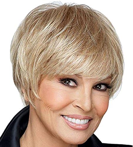 Modotop Women's Silvery White Short Straight Heat Resistant Synthetic Hair Swept Bangs Sexy Stylish Wig