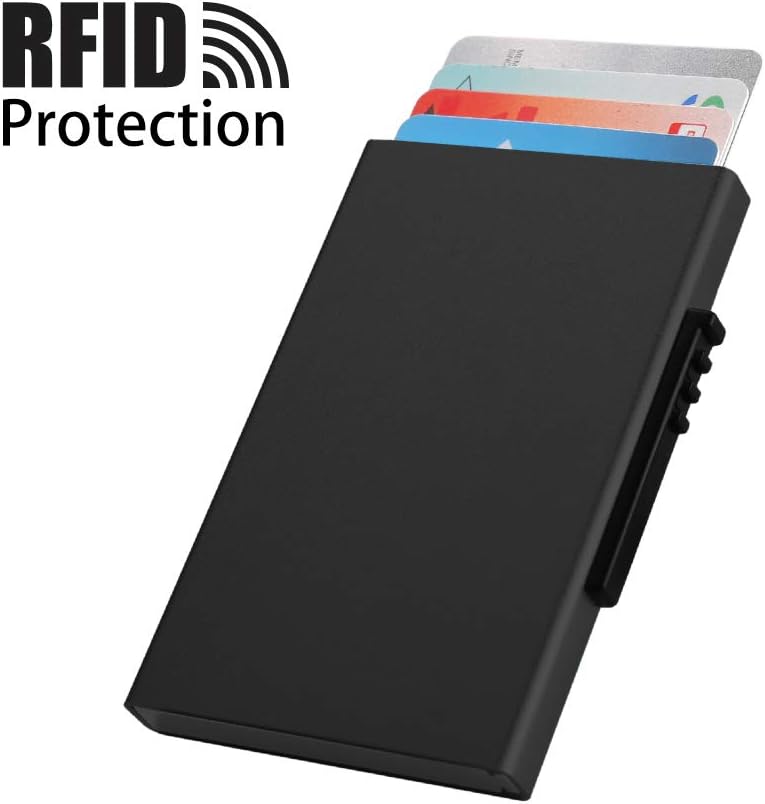 Wiivilik Card Holder Wallet Credit Card Holder Slim Card Protector Aluminum Pop up Cards Holder Contactless Card Protector