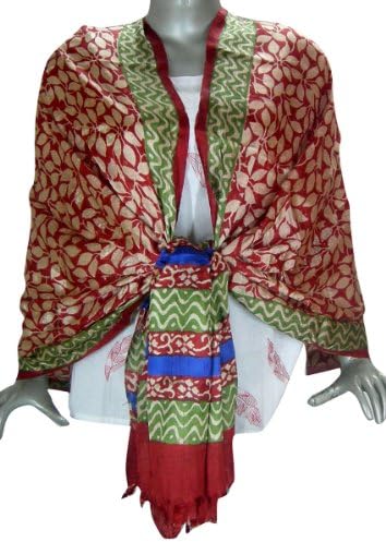 Evening Indian Printed Silk Clothing Accessories for Women