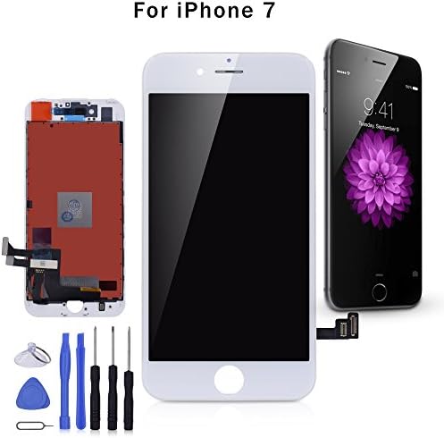 iPhone 7 Screen Replacement, iPhone 7 Display, LCD Touch Screen Kit Digitizer Frame Assembly Set for iPhone 7 4.7 inch Replacement Repair Tool Kit (White)