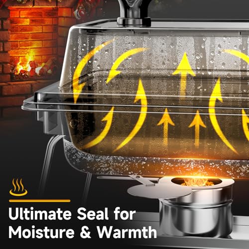 Chafing Dishes for Buffet, 4 Pack 5QT Square Stainless Steel Chafing Dish Set for Home Parties, Christmas Gatherings, Catering Events Complete Buffet Warmer Set (White)