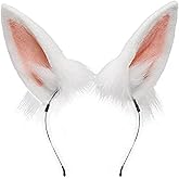 Faylay Women Plush Furry Bunny Headwear Artificial Rabbit Ear Headband Simulation