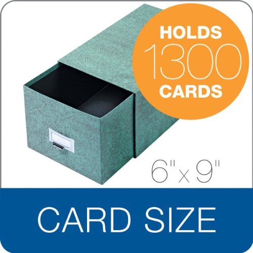 Globe-Weis Index Card Storage Drawer Case, 6 x 9 Inches, Green (69C GRE)