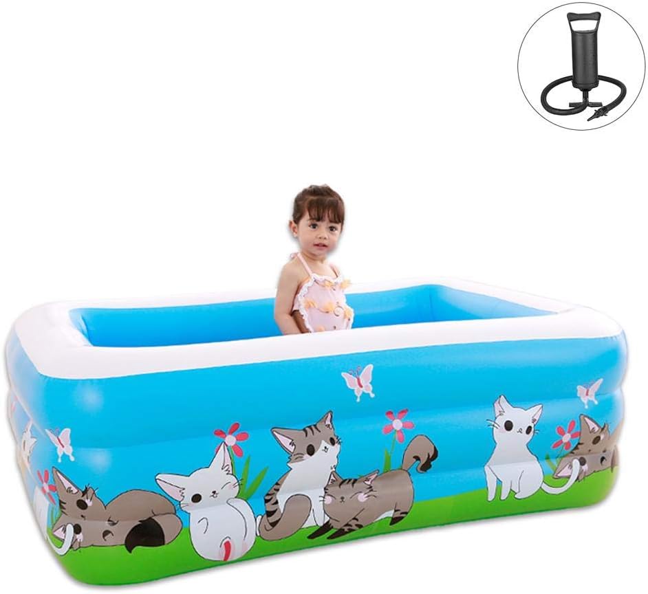 Evenlyao Inflatable Paddling Pool For Kids Large Inflatable Swimming Pool For Summer Party Rectangular Family Swimming Pool Suitable For 1-3 People(150x110x50CM)