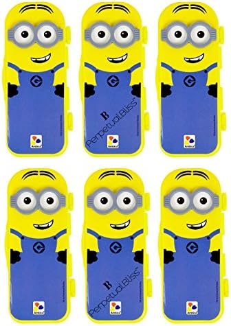 Laxmi Collection Perpetual Bliss Minions Shape Pencil Box with Stationary Kit (Pack of 6)