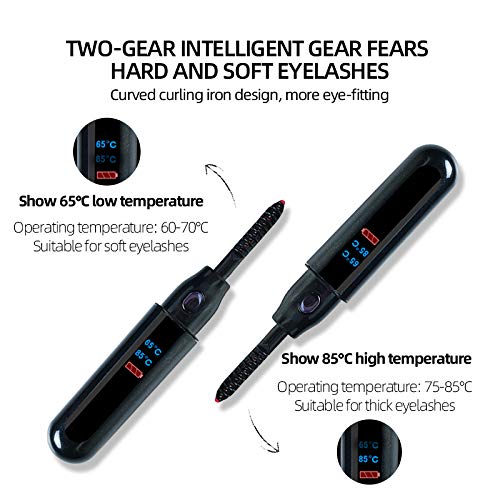 Heated Natural Eyelash Curler Portable Electric Curler Mini Usb Rechargeable Curler Eyelashes Curling Quick Heating Safe Hassle-Free Adjustable Eye Lash Tools Best Girls Women Gift Valentine\'S (Black)