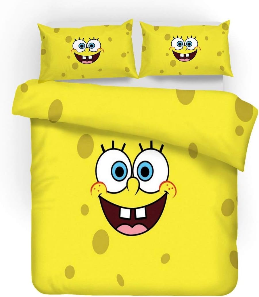 100 Organic Cotton Soft Spongebob Bedding Set, Duvet Cover, Pillowcase