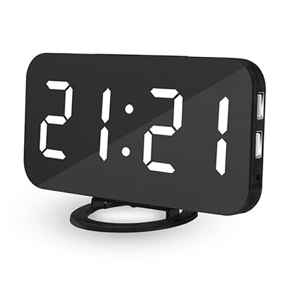 Kopper Wireless Electronic LED Digital Desktop Decoration Auto-Brightness-Adjust Alarm Clock with Dual USB Port for Phone Bluetooth Speaker Charging