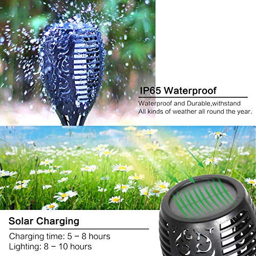 DIKAIDA 4 Pack Solar Torch Lights, Waterproof Flickering Flame Solar Torches Dancing Flames Landscape Decoration Lighting Dusk to Dawn Outdoor Security Path Light for Garden Patio Deck Yard Driveway