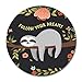 Smooffly Baby Sloth Round Mouse Pad, Follow Your Dreams Round Mouse pad Cute Baby Sloth On The Tree