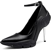 Tsrenlmln Women's Stiletto Heel Fashion Pointed Toe Silver metal heel 8cm Heel High Heel shoes