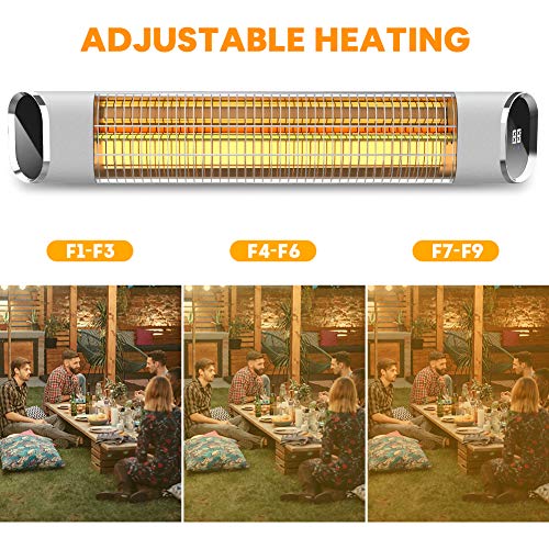Patio Heater, Electric Outdoor Infrared Space Heater Wall Mount with
