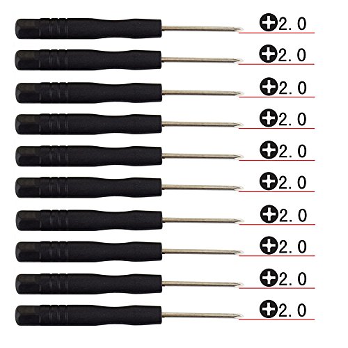 Fixinus Set of 10 Phillips PH00 Mini Screw Driver Set 2.0mm Cross Head for Apple iPhone Cell Phones Laptop Tablet Games and Small Electronics