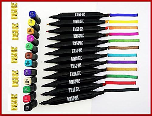 Coloured Artist Markers by DSHZ | Tip Markers Set with Non-Toxic, Alcohol Based, Fast Drying Ink |Double-Ended Coloring Pens for Writing, Drawing, and Artistic Sketches | Comes Bonus Coloring Bookand