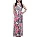 FCYOSO Women's Casual Floral Print O-Neck Sleeveless Long Maxi Dress