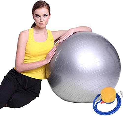 Exercise Ball Perfect for Pilates, Yoga, Cross Training and pregnancy gymnastics PVC anti-burst non-slip surface yoga ball balance grey 55cm (gray, 55cm)