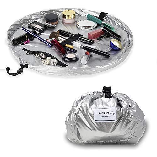 Lay-n-Go Drawstring Makeup Bag – Silver, 20 inch - Travel Cosmetic Bag and Jewelry, Electronics, Toiletry Bag – Perfect Holiday Gift 1 Lay-n-Go Drawstring Makeup Bag – Silver, 20 inch - Travel Cosmetic Bag and Jewelry, Electronics, Toiletry Bag – Perfect Holiday Gift