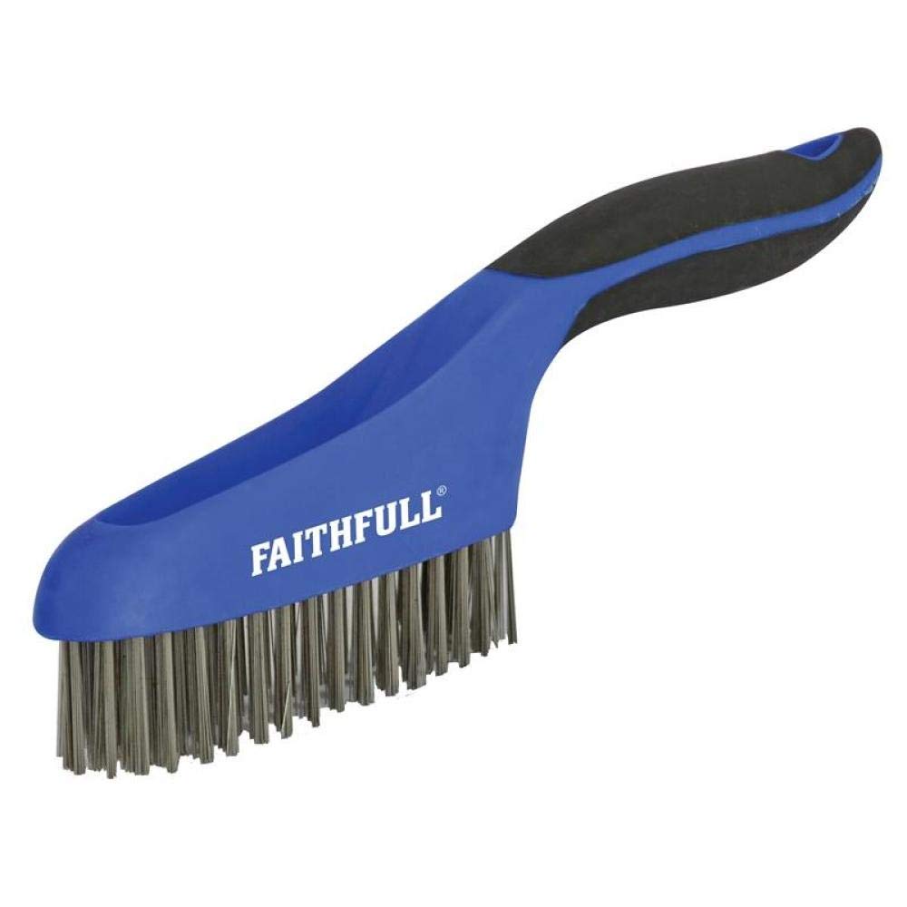 Faithfull Scratch Brush Soft Grip 4 x 16 Row Stainless