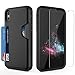 Timocy iPhone X Case,iPhone 10 case with [Tempered Glass Screen Protector] Slim Dual Layer Wallet Design and Card Slot Holder for iPhone X 2017 - Black
