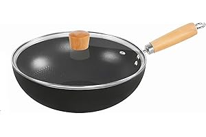 Kuci Multifunctional Cast Iron Skillet - 8/8.7/9.4/10.2/11 Inch - Chemical-Free Nonstick Frying Pan with Glass Lid - for Indu