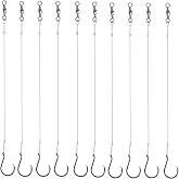 10pcs Extra Strong Offset Circle Hooks Carbon Steel Black Nickel w/Leader | 360&deg; rotating swivel for tangle‑free fishing Double‑folded joints &amp; copper sleeve boost corrosion resistance