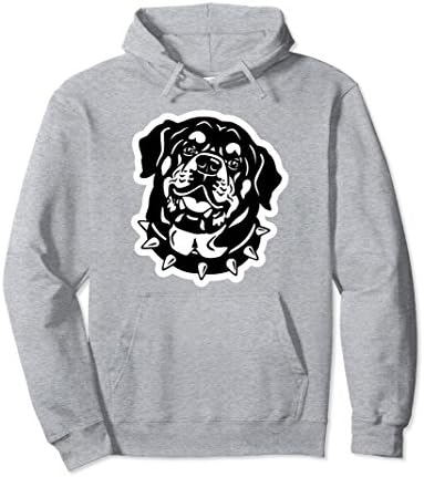 Unisex Rottie Face Dog Lover Hoodie Small Heather Grey