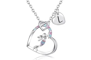 BAOWING Mermaid Gifts for Girls Mermaid Initial Heart Necklace Rainbow Mermaid Jewelry Gifts for Daughter Granddaughter Niece Teen Girl